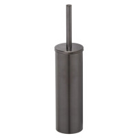 Toilettenbürste mit Halter (weißer Bürstekopf) Nemox, Schwarz Metall gebürstet
