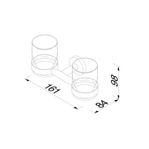Glashalter mit Glas doppelt Nemox, Chrom
