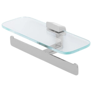 Toilettenpapierhalter doppelt mit transparenter Glasablage Shift, Chrom
