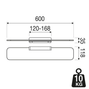 Badablage 60 cm mit transparentem Glas Shift, Chrom