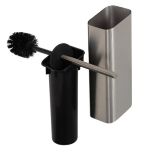 Toilettenbürste mit Halter (Deckel und Bürste in schwarz) Shift, Edelstahl gebürstet