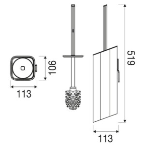 Toilettenbürste mit Halter (Deckel und Bürste in schwarz) Shift, Edelstahl gebürstet
