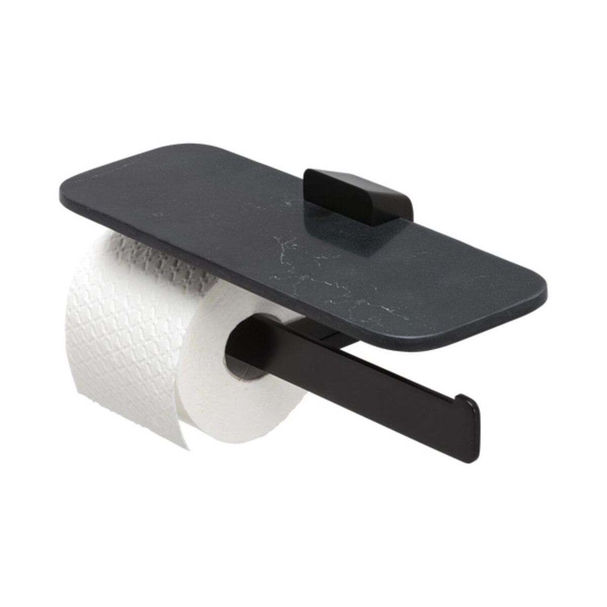 Toilettenpapierhalter doppelt mit Ablage mit mattschwarzem M