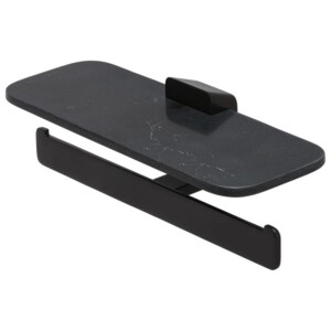 Toilettenpapierhalter doppelt mit Ablage mit mattschwarzem Marmoreffekt Shift, Schwarz
