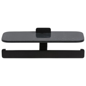 Toilettenpapierhalter doppelt mit Ablage mit mattschwarzem Marmoreffekt Shift, Schwarz