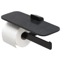 Toilettenpapierhalter doppelt mit Ablage mit mattschwarzem Marmoreffekt Shift, Schwarz