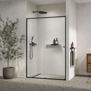 Badablage 60 cm mit mattschwarzem Marmoreffekt Shift, Schwarz