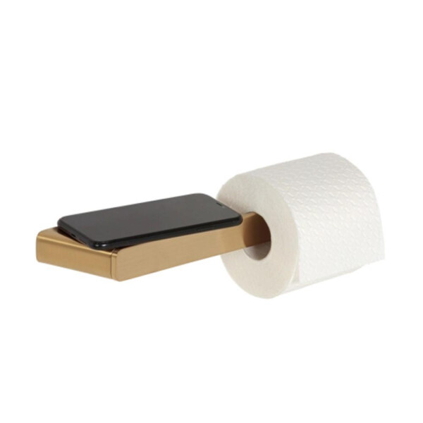 Toilettenpapierhalter ohne Deckel mit Ablage Shift, Goldfarben gebürstet