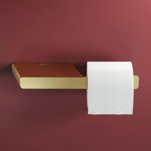 Toilettenpapierhalter ohne Deckel mit Ablage Shift, Goldfarben gebürstet