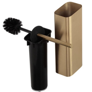 Toilettenbürste mit Halter (Deckel und Bürste in schwarz) Shift, Goldfarben gebürstet