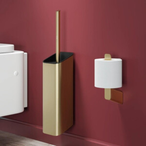 Toilettenbürste mit Halter (Deckel und Bürste in schwarz) Shift, Goldfarben gebürstet