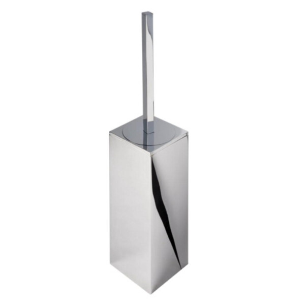 Toilettenbürste mit Halter (weißer Bürstenkopf) Modern Art, Chrom
