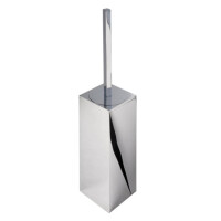 Toilettenbürste mit Halter (weißer Bürstenkopf) Modern Art, Chrom