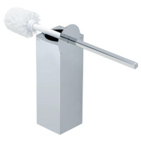 Toilettenbürste mit Halter (weißer Bürstenkopf) Modern Art, Chrom