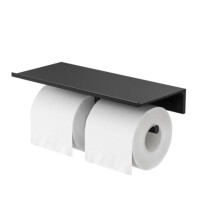 Toilettenpapierhalter ohne Deckel doppelt für Badablagen der Serie Leev, Schwarz