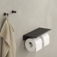 Toilettenpapierhalter ohne Deckel doppelt für Badablagen der Serie Leev, Schwarz