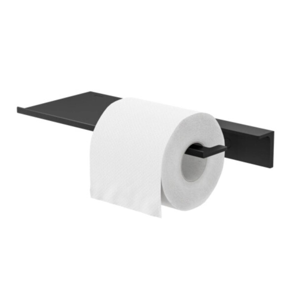 Badezimmerablage 28 cm mit Toilettenpapierhalter ohne Deckel Leev, Schwarz