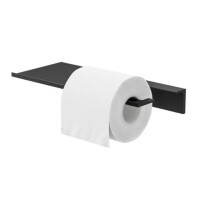Badezimmerablage 28 cm mit Toilettenpapierhalter ohne Deckel Leev, Schwarz
