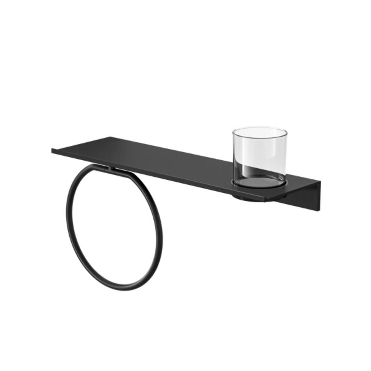 Badezimmerablage 40 cm mit Handtuchring mit Glas Leev, Schwa