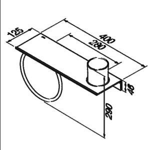 Badezimmerablage 40 cm mit Handtuchring mit Glas Leev, Schwarz