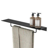 Badezimmerablage 60 cm mit Handtuchhalter 40 cm Leev, Schwarz