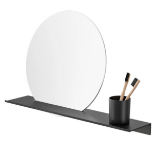Badezimmerablage 60 cm mit Spiegel Leev, Schwarz