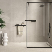 Badezimmerablage 60 cm mit Duschkorb Leev, Schwarz