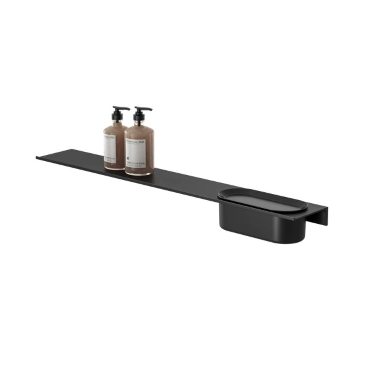 Badezimmerablage 80 cm mit Duschkorb Leev, Schwarz