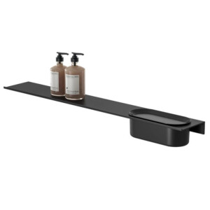 Badezimmerablage 80 cm mit Duschkorb Leev, Schwarz