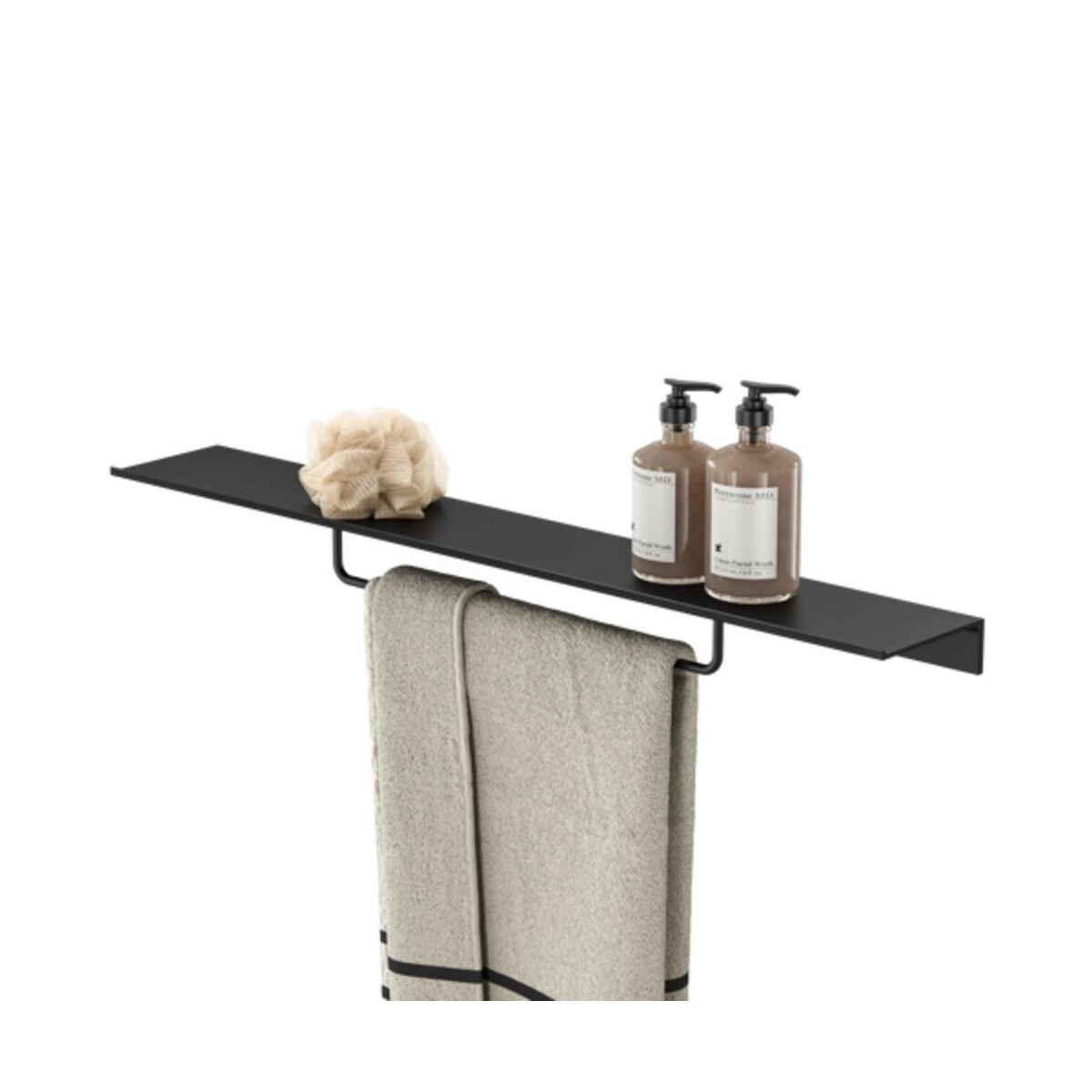 Badezimmerablage 80 cm mit Handtuchhalter 40 cm Leev, Schwar