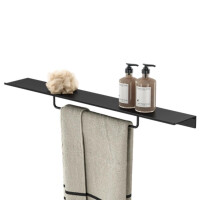 Badezimmerablage 80 cm mit Handtuchhalter 40 cm Leev, Schwarz