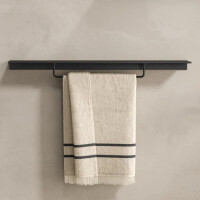 Badezimmerablage 80 cm mit Handtuchhalter 40 cm Leev, Schwarz