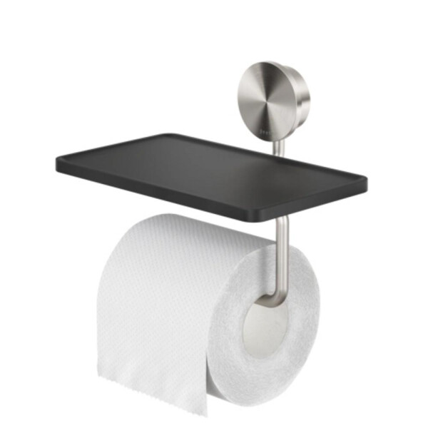 Toilettenpapierhalter mit Ablage Opal, Edelstahl gebürstet