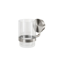 Glashalter mit Glas Opal, Edelstahl gebürstet