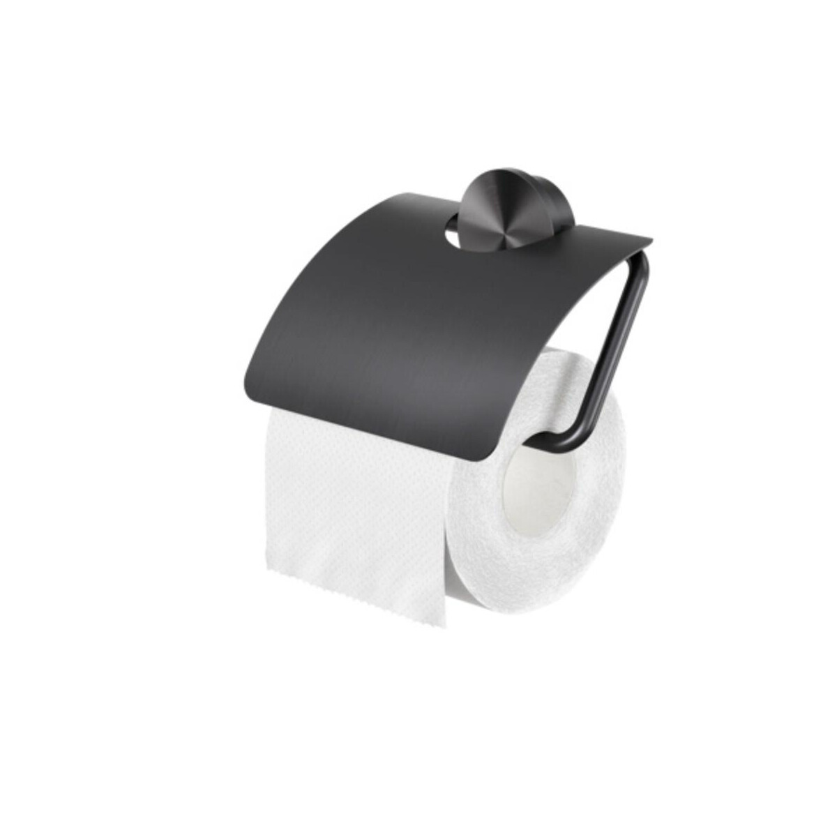 Toilettenpapierhalter mit Deckel Opal, Schwarz Metall geb&uu