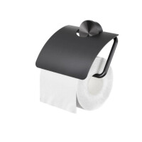 Toilettenpapierhalter mit Deckel Opal, Schwarz Metall gebürstet