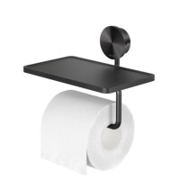 Toilettenpapierhalter mit Ablage Opal, Schwarz Metall gebürstet