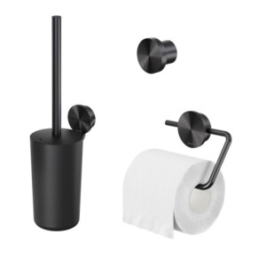 Toilettenzubehör Bundle Opal, Schwarz Metall gebürstet