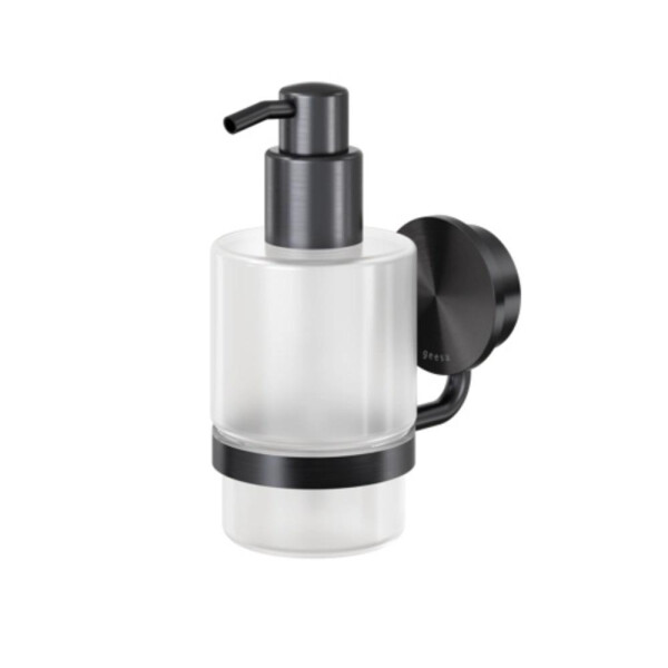 Seifenspender 200 ml Opal, Schwarz Metall gebürstet