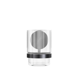 Glashalter mit Glas Opal, Schwarz Metall gebürstet