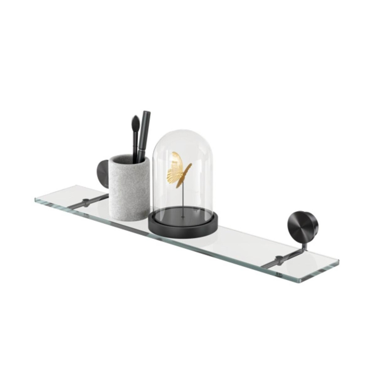 Badezimmerablage 60 cm Opal, Schwarz Metall gebürstet