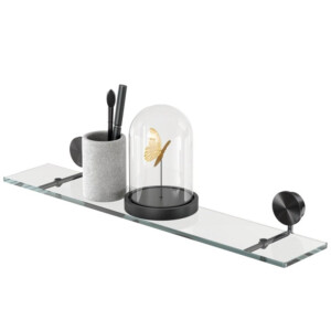 Badezimmerablage 60 cm Opal, Schwarz Metall gebürstet