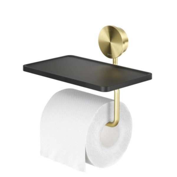 Toilettenpapierhalter mit Ablage Opal, Goldfarben gebürstet