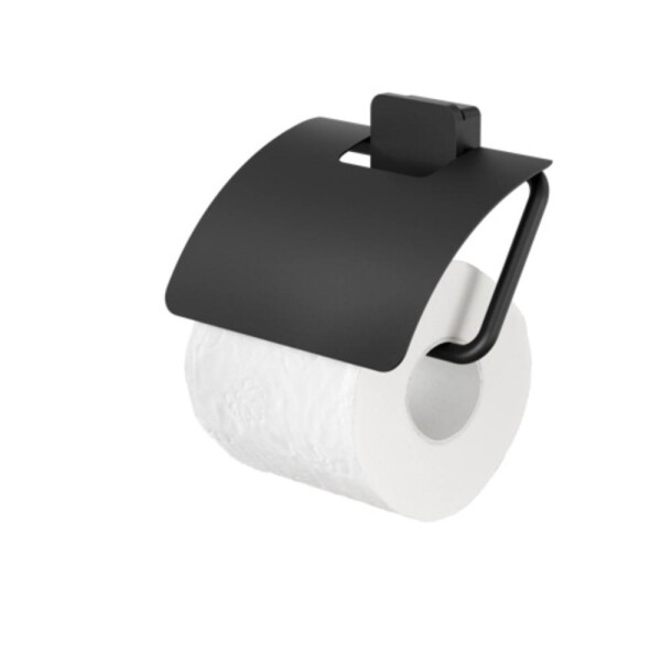 Toilettenpapierhalter mit Deckel Topaz, schwarz matt