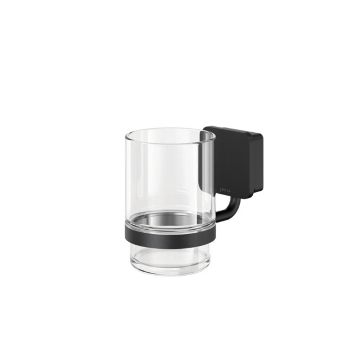 Glashalter mit Glas Topaz, schwarz matt