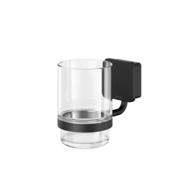 Glashalter mit Glas Topaz, schwarz matt
