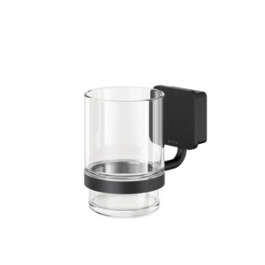 Glashalter mit Glas Topaz, schwarz matt