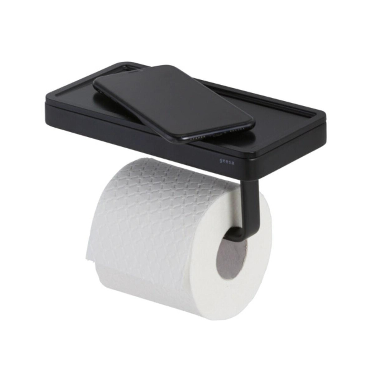 Toilettenpapierhalter mit Ablage Frame, Schwarz