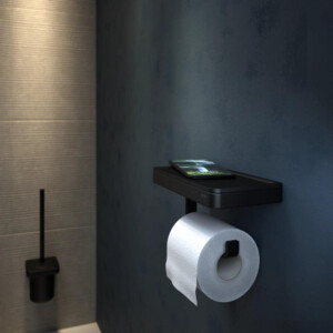 Toilettenpapierhalter mit Ablage Frame, Schwarz