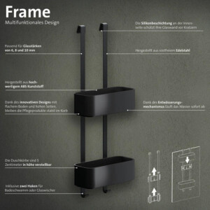 Duschregal zum Aufhängen 25 cm Frame, Schwarz